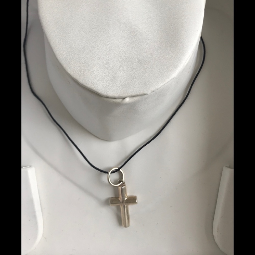 Sterling Silver CROSS 1.5” pendant solid on String